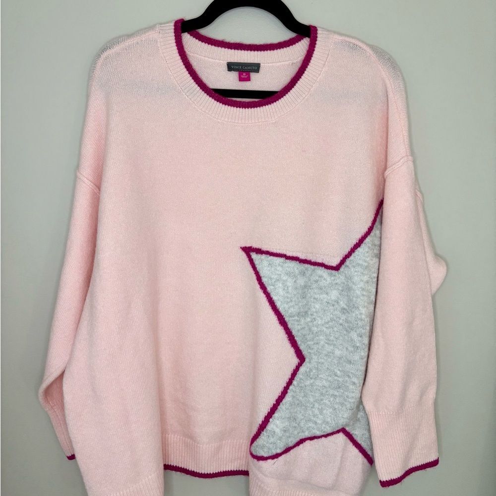 Vince Camuto Pink Star Sweater 1X Colorblock Cozy Knit